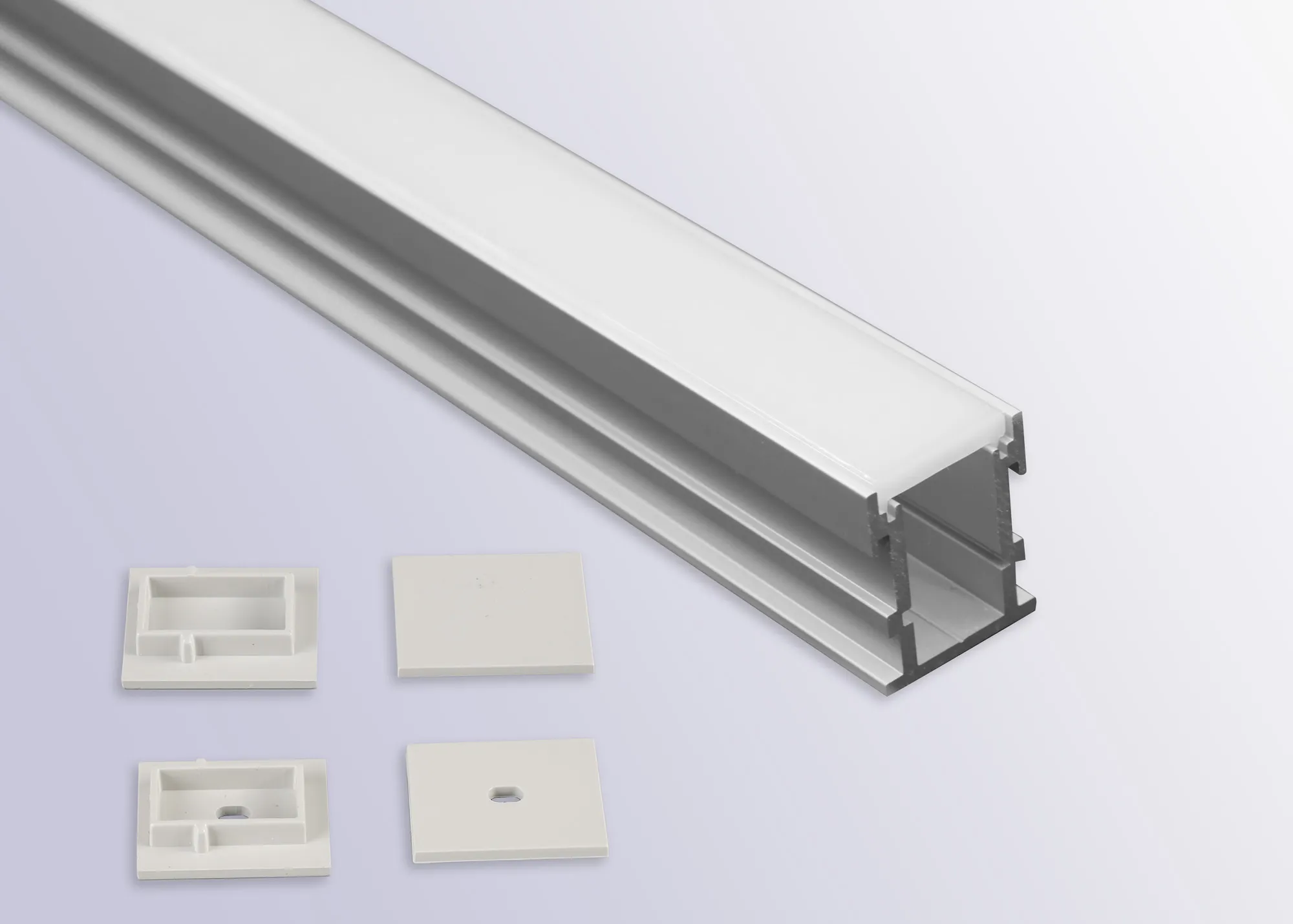 Tiras 2m, 21.3 x 26mm Floor Aluminium Profile With Diffuser And Accessories M8064  Mantra Fusion Tiras LED Profile